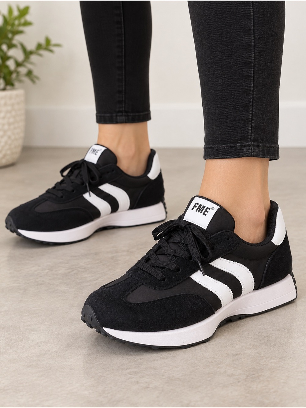 FME Black White Retro Sneakers Women’s EU 43 US 12 NWT